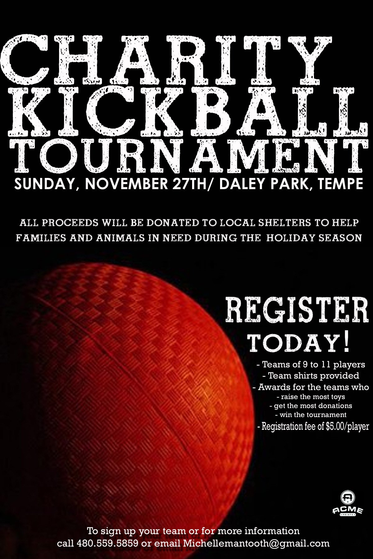 Register for the Charity Kickball Tournament Today
