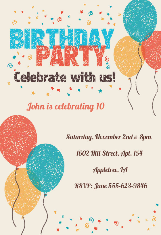 Celebrate with Us Birthday Invitation Template Free