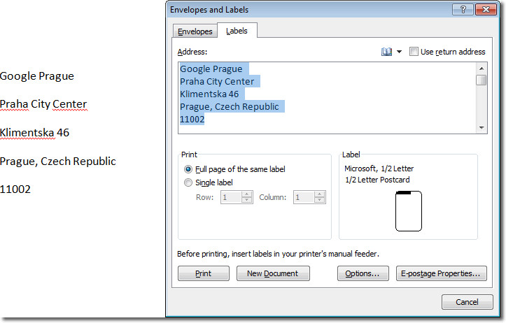 Create Labels In Word 2010