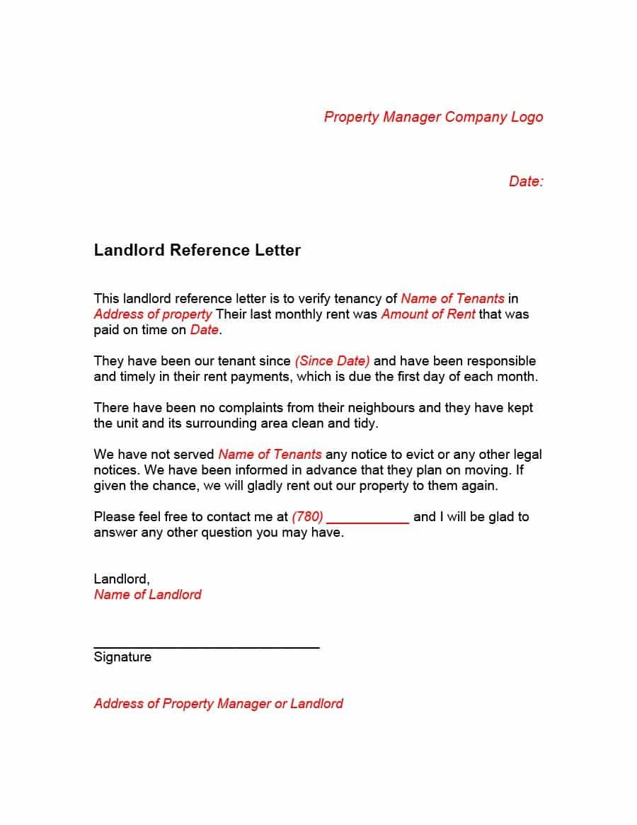 40 Landlord Reference Letters & Form Samples Template Lab