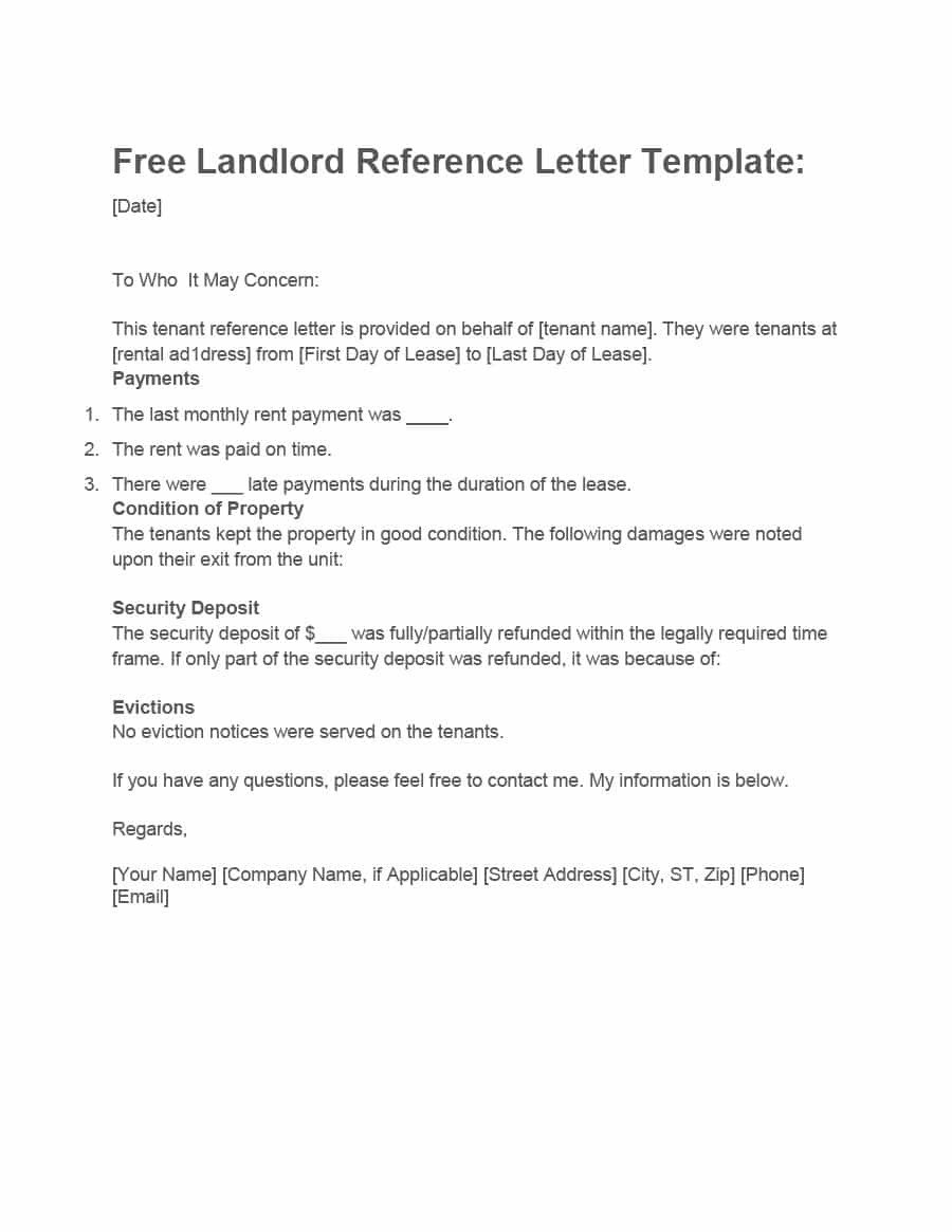 40 Landlord Reference Letters & Form Samples Template Lab