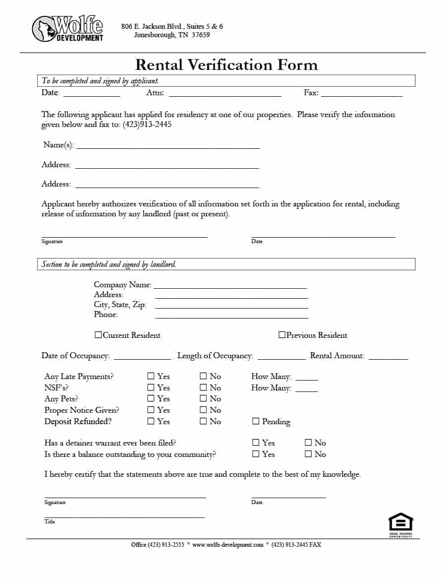 29 Rental Verification Forms for Landlord or Tenant