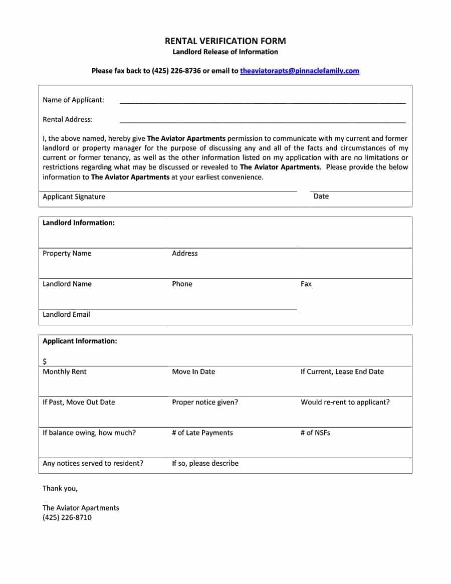 29 Rental Verification Forms for Landlord or Tenant