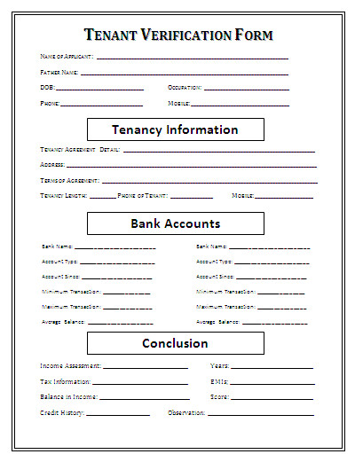 Landlord verification Form