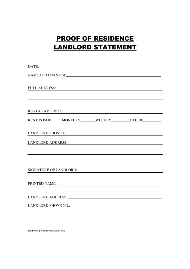 Proof Residency Letter From Landlord FREE DOWNLOAD