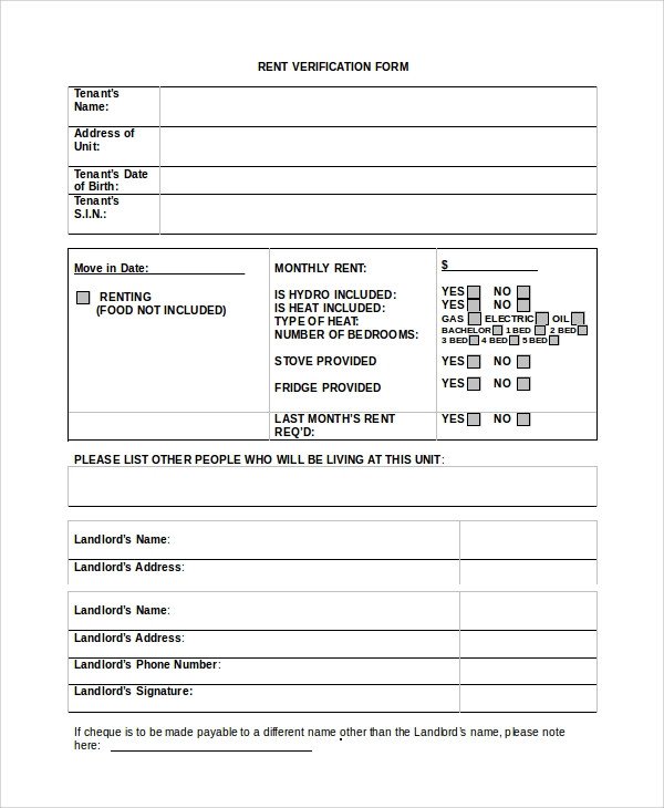 Sample Rental Verification Form 10 Examples in PDF Word