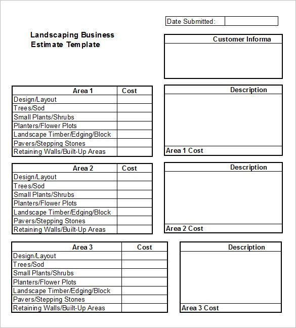 6 Landscaping Estimate Templates – Free Word Excel & PDF