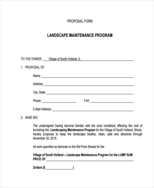 Blank Proposal Forms