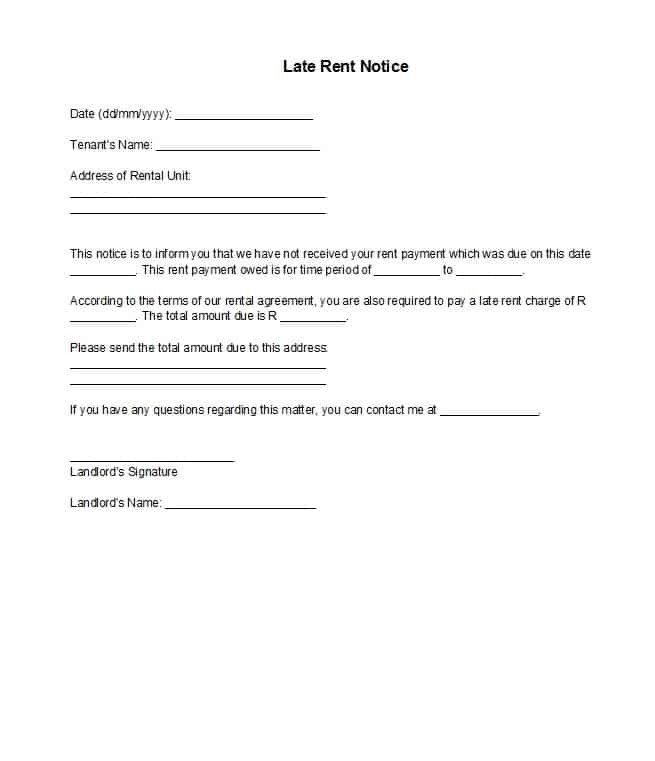 34 Printable Late Rent Notice Templates Template Lab