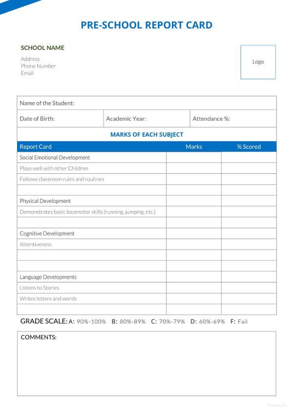 17 Report Card Templates Free Sample Example Format