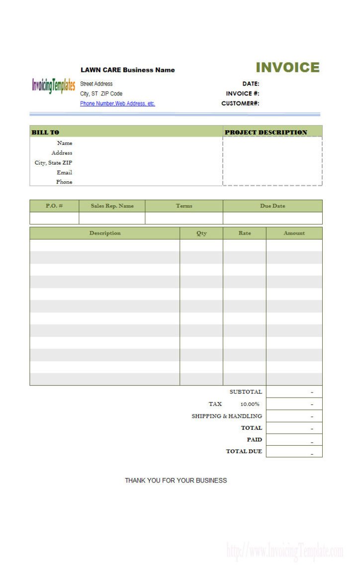 Bid Proposal Template For Lawn Care Templates Resume