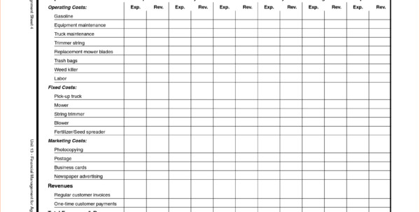 Spreadsheet For Lawn Mowing Business Download Google