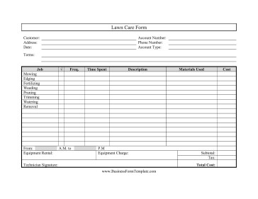 Lawn Care Form Template