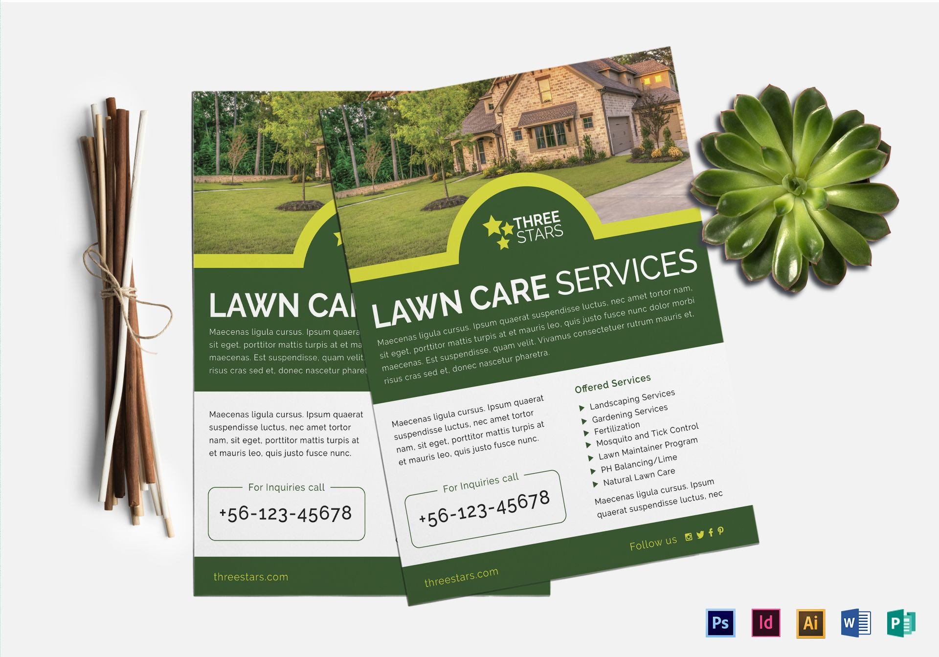 Lawn Care Flyer Design Template in PSD Word Publisher