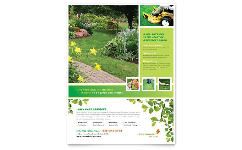 Lawn Mowing Service Flyer Template Word & Publisher