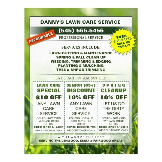 Lawn Care 8 5 x 11 Coupon Promotion Business Flyer
