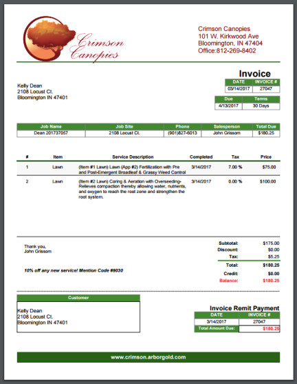 Invoice Template For Lawn Services How To Leave Invoice