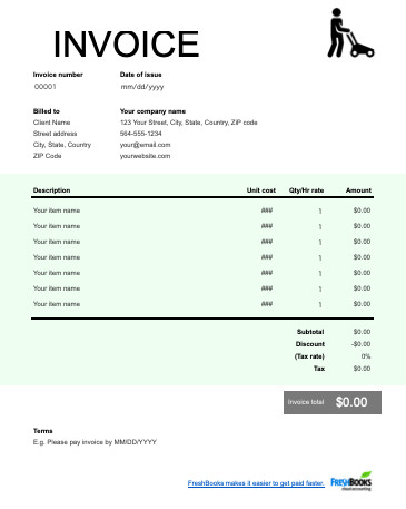 Lawn Care Invoice Template Free Download