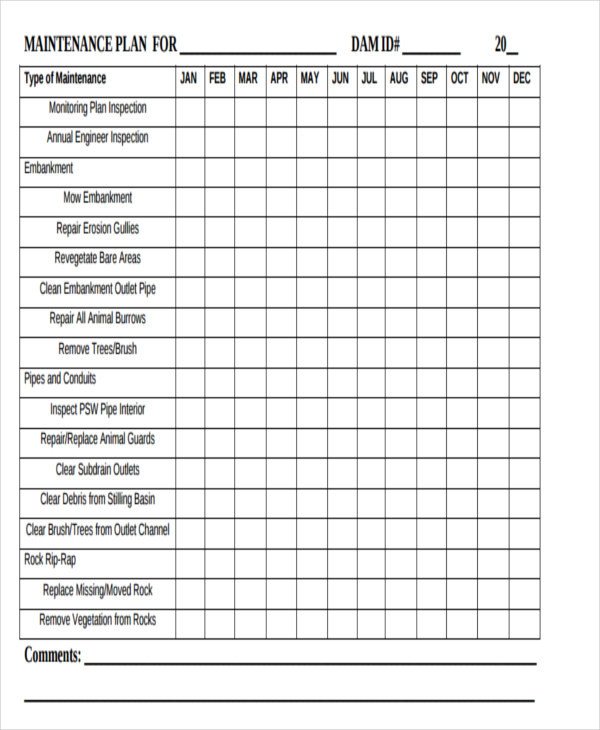 6 Annual Maintenance Schedule Templates Free Word PDF