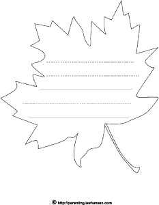 maple leaf outline shape with lines for writing
