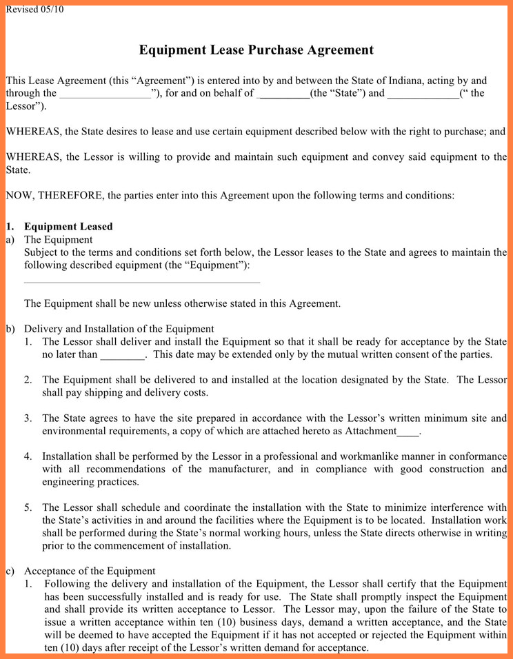6 equipment lease purchase agreement form