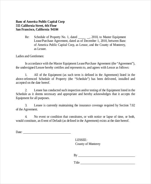 Sample Lease Purchase Agreement Form 6 Free Documents