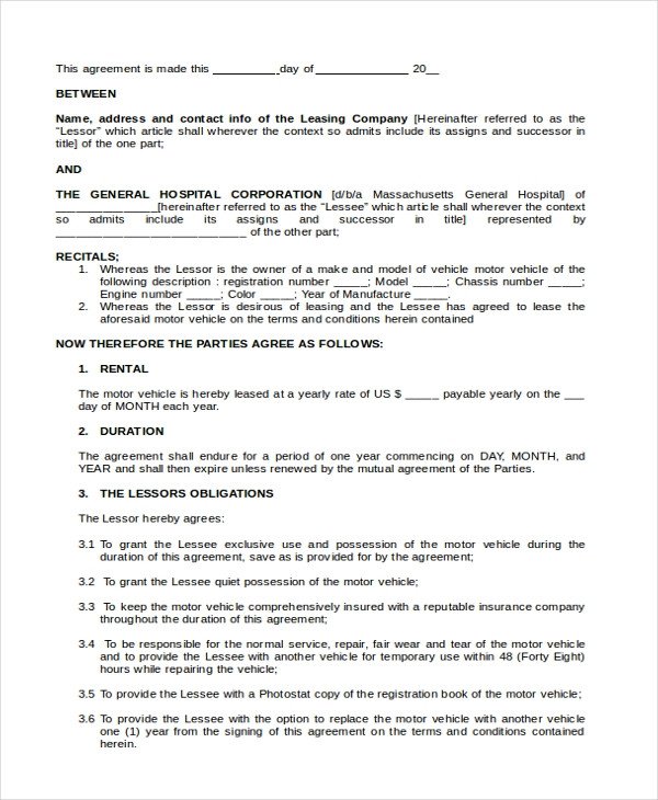 Sample Lease Purchase Agreement Form 6 Free Documents
