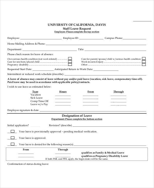 12 Sample Leave Request Form Free Sample Example