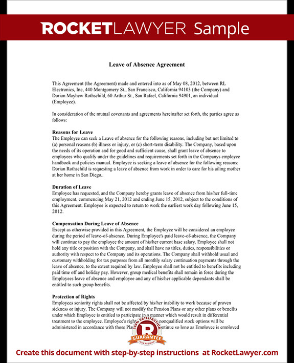 Leave of Absence Letter & Agreement Form with Sample