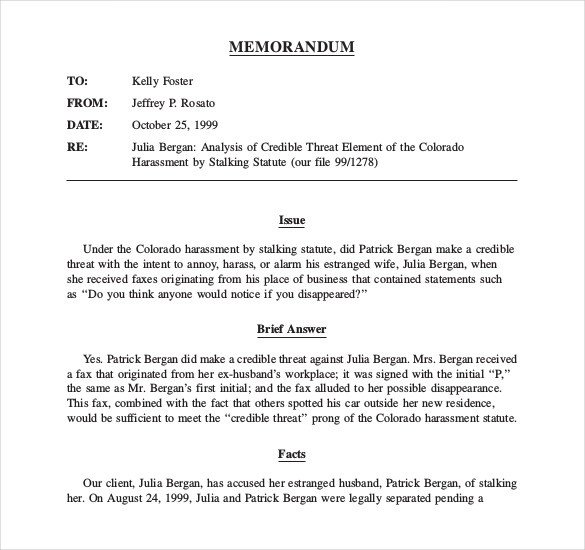 Legal Memo Template 13 Word Excel PDF Documents