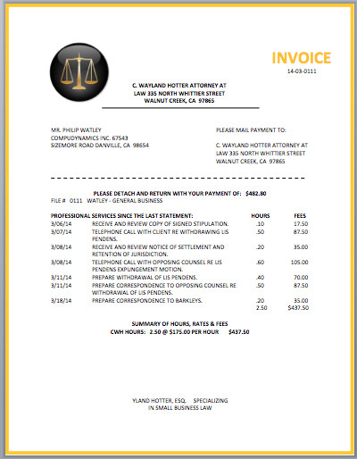 Legal Attorney Invoice Template Word Templates