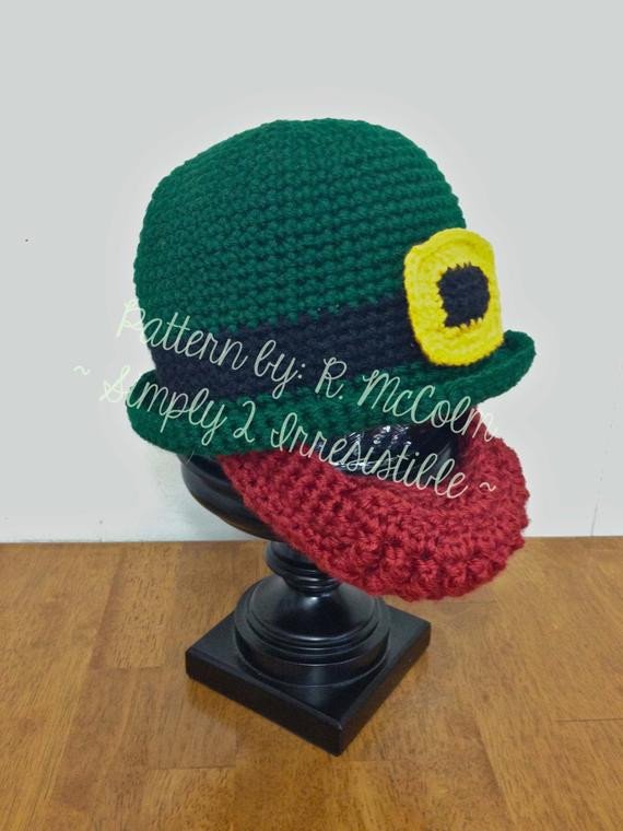 Irish Bowler and Beard Leprechaun Hat Crochet Pattern 69