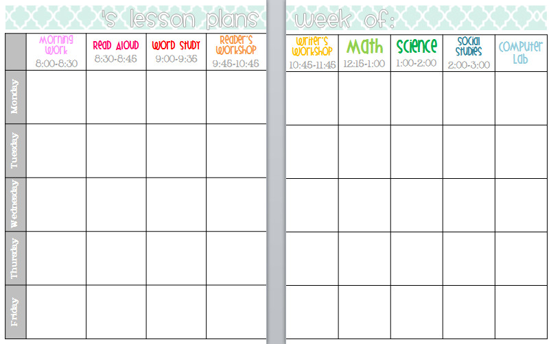Elementary Organization two updated lesson plan templates