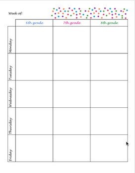 Middle School Lesson Plan Book Template by Mrs Figiel