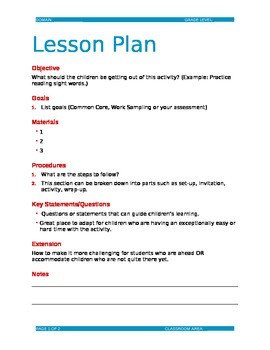 Editable Lesson Plan Template c by Dorothy