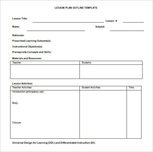 Lesson Plan Outline Template 10 Free Free Word PDF