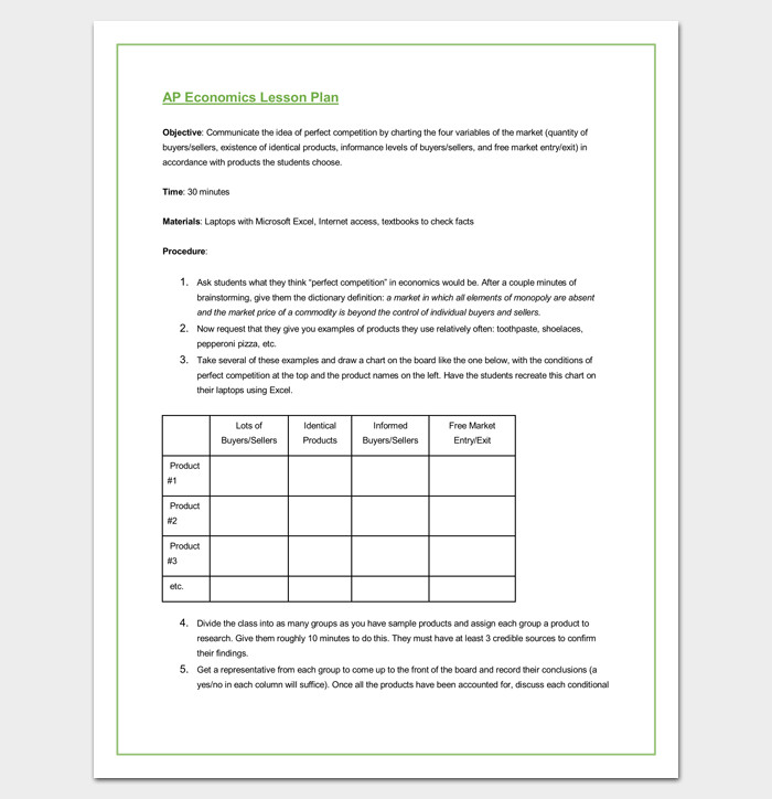 Lesson Plan Outline Template 23 Examples Formats and
