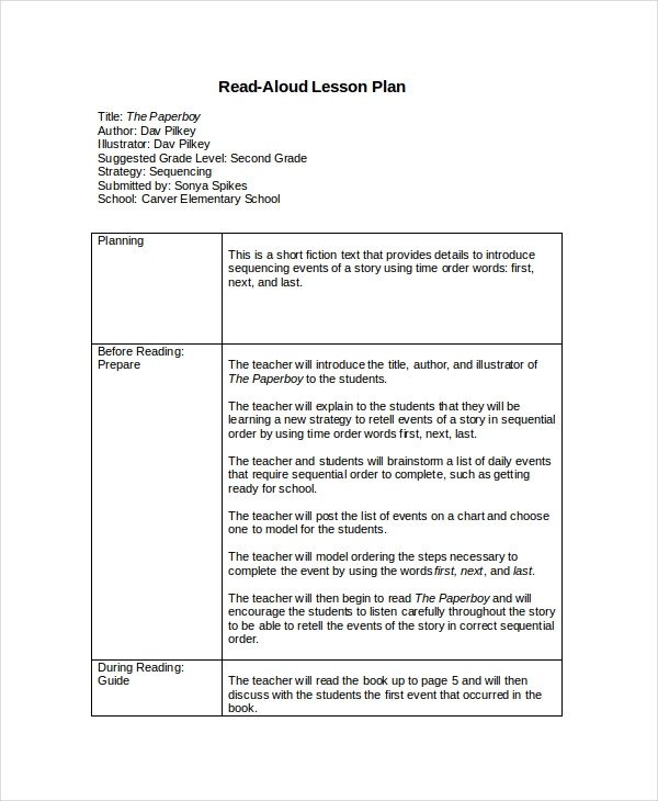 Lesson Plan Template 17 Free Word PDF Document