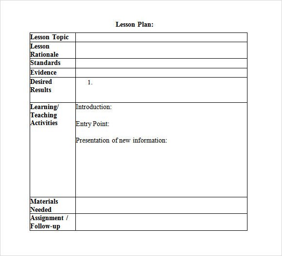 Sample Lesson Plan 9 Documents In PDF Word