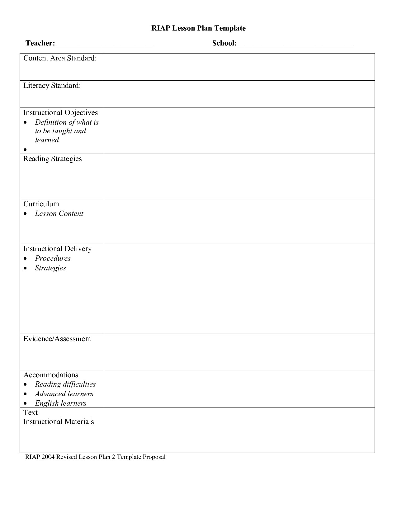Best s of Art Lesson Plan Template Printable