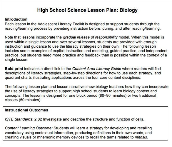 Sample High School Lesson Plan 9 Documents In PDF Word