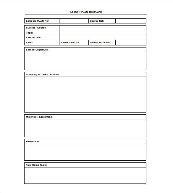 Blank Lesson Plan Template – 15 Free Pdf Excel Word