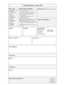 Elementary Music Lesson Plan Template by David Row at Make