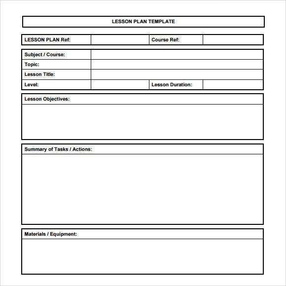 Sample Printable Lesson Plan Template 6 Free Documents