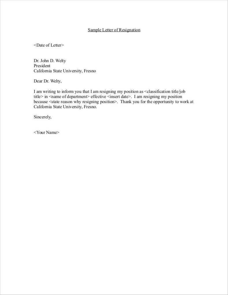 33 Simple Resign Letter Templates Free Word PDF Excel