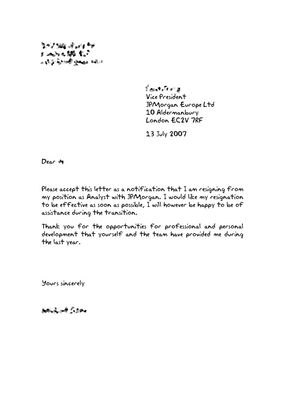 Free Printable Letter of Resignation Form GENERIC