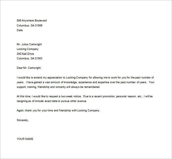23 Resignation Letter Templates Free Word Excel PDF