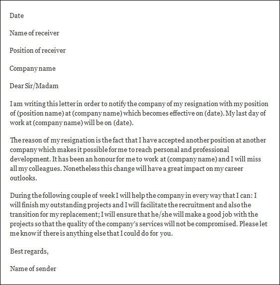 Formal Resignation Letter 40 Download Free Documents in