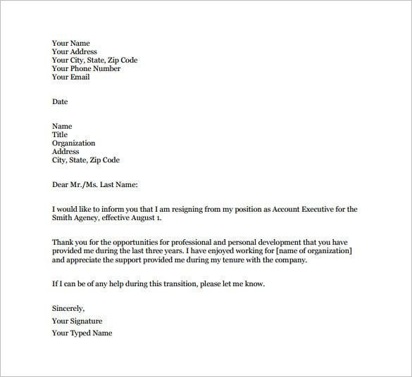 Simple Resignation Letter Template 28 Free Word Excel