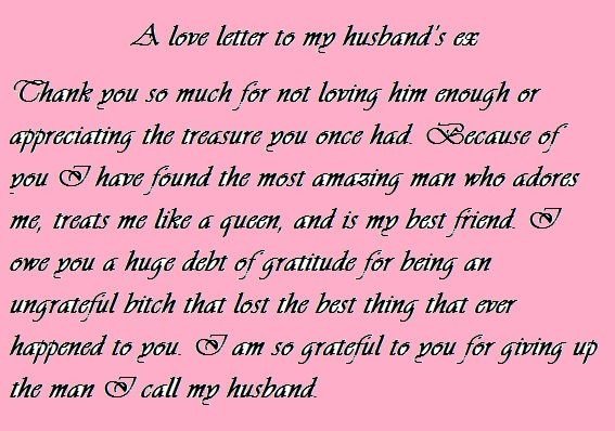 Love letter to my husband s ex